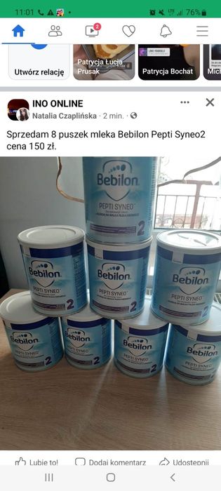 Sprzedam mleko bebilon pepti syneo2