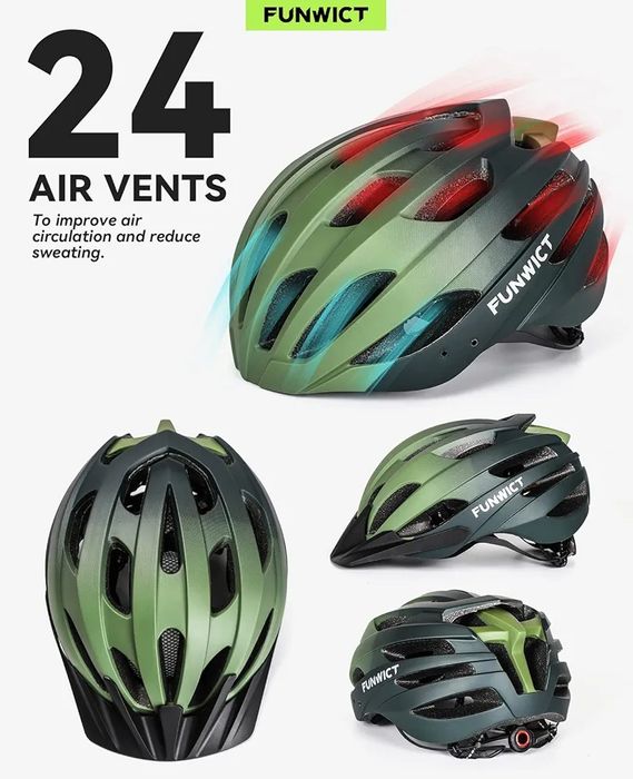 FUNWICT Lekki kask rowerowy dla mężczyzn i kobiet rozmiar M/L