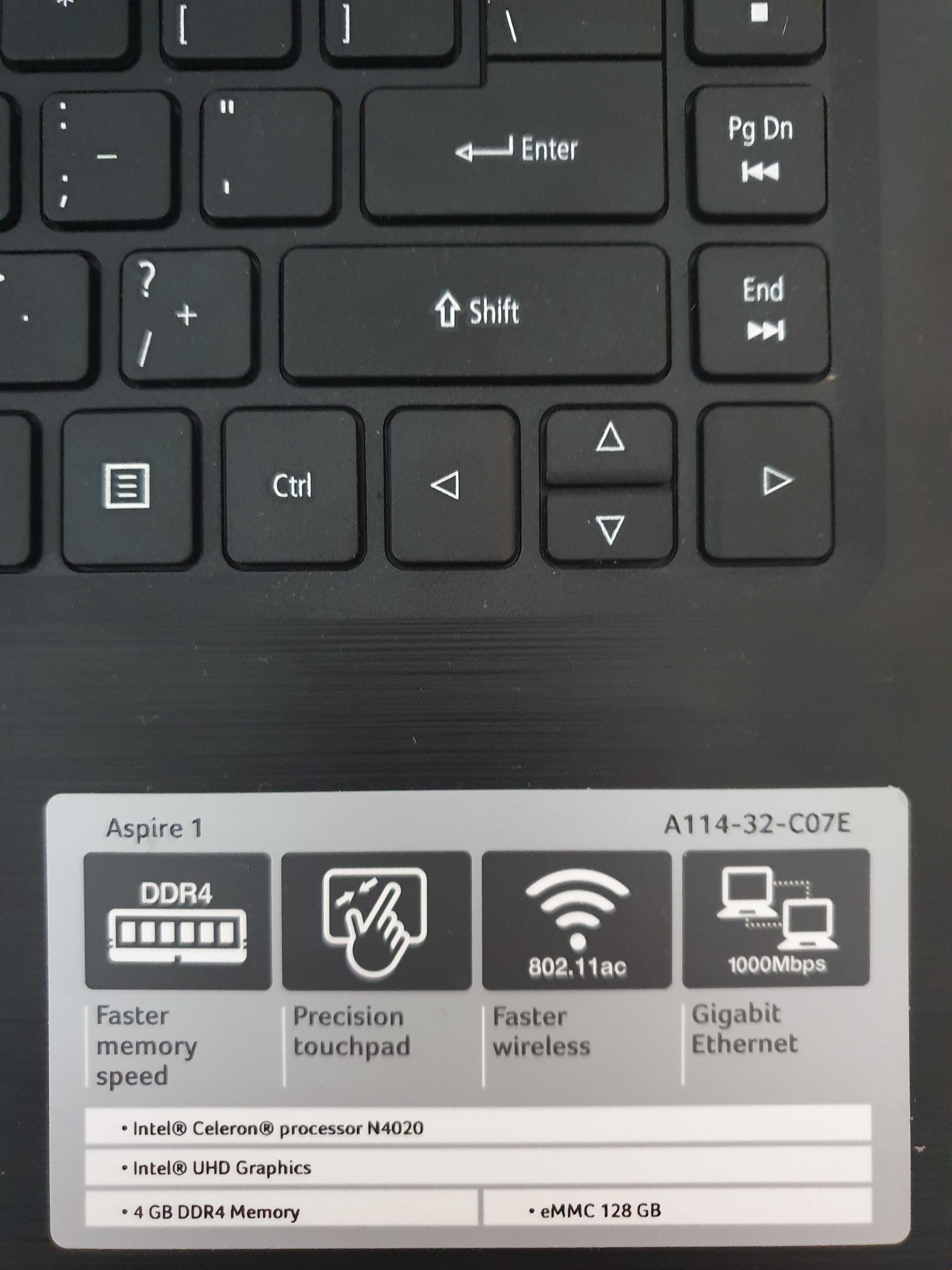 Laptop Acer Aspire 1 A114-32-C07E, 4GB RAM, 128GB
