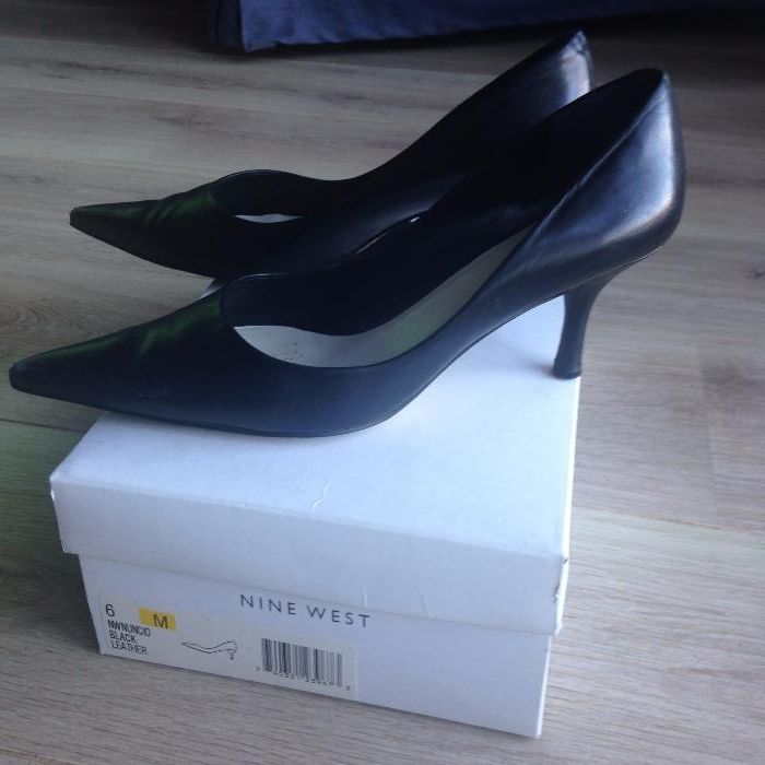 NINE WEST skórzane czarne szpilki rozm. 37 obcas 6 cm