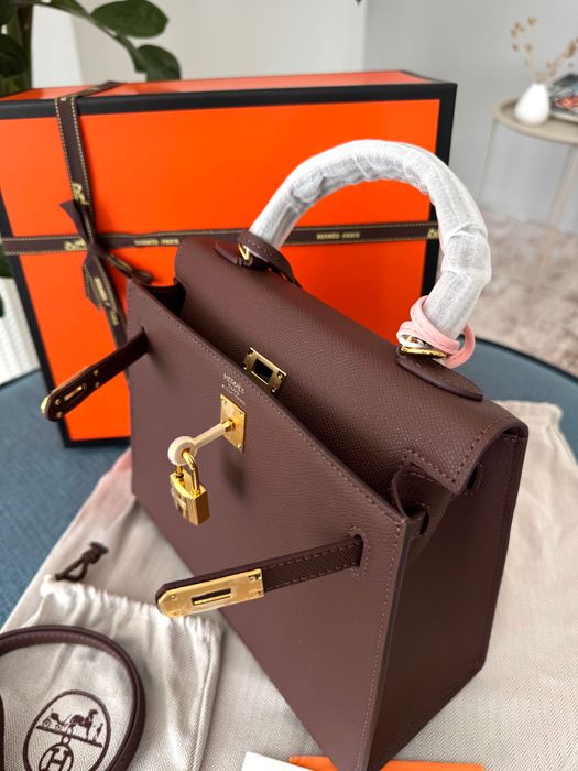 Сумка Hermes Kelly 25 Chocolate Gold