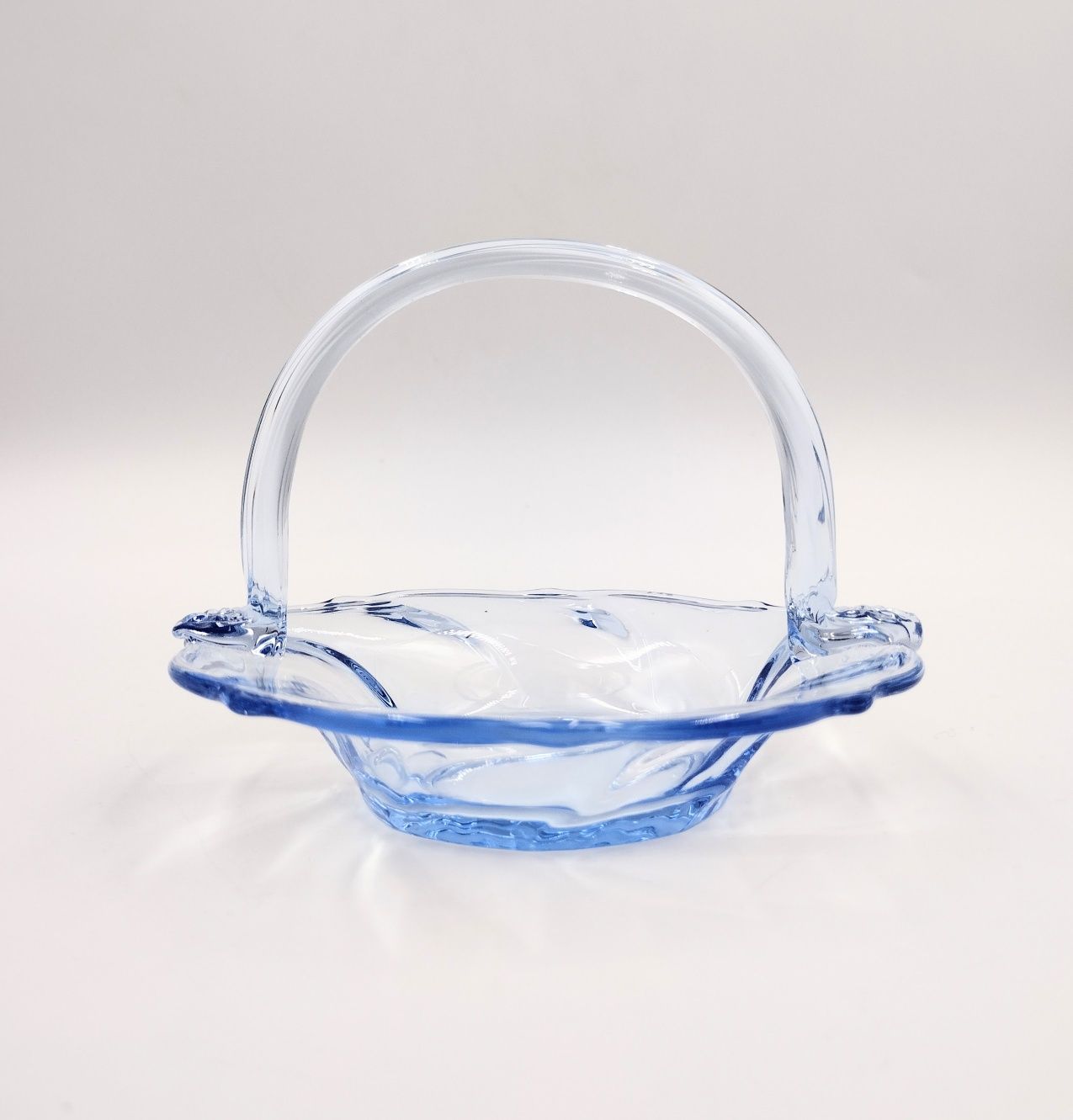 Koszyk szklany antyk retro błękitny vintage design szkło