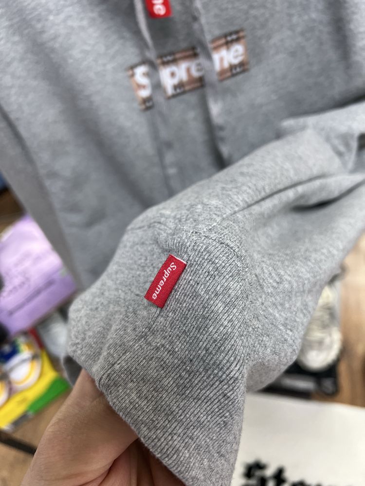 Худі Supreme Burberry Box Logo Grey / Brown