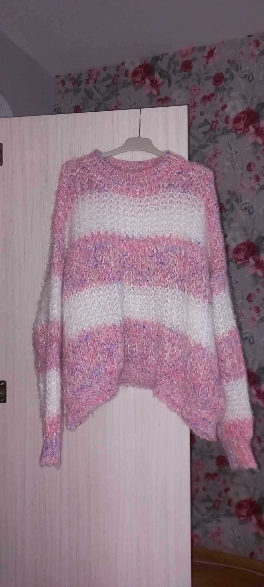 Sweter w paski bardzo ciepły oversize