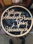 Napis witamy młodego Pana i gości weselnych