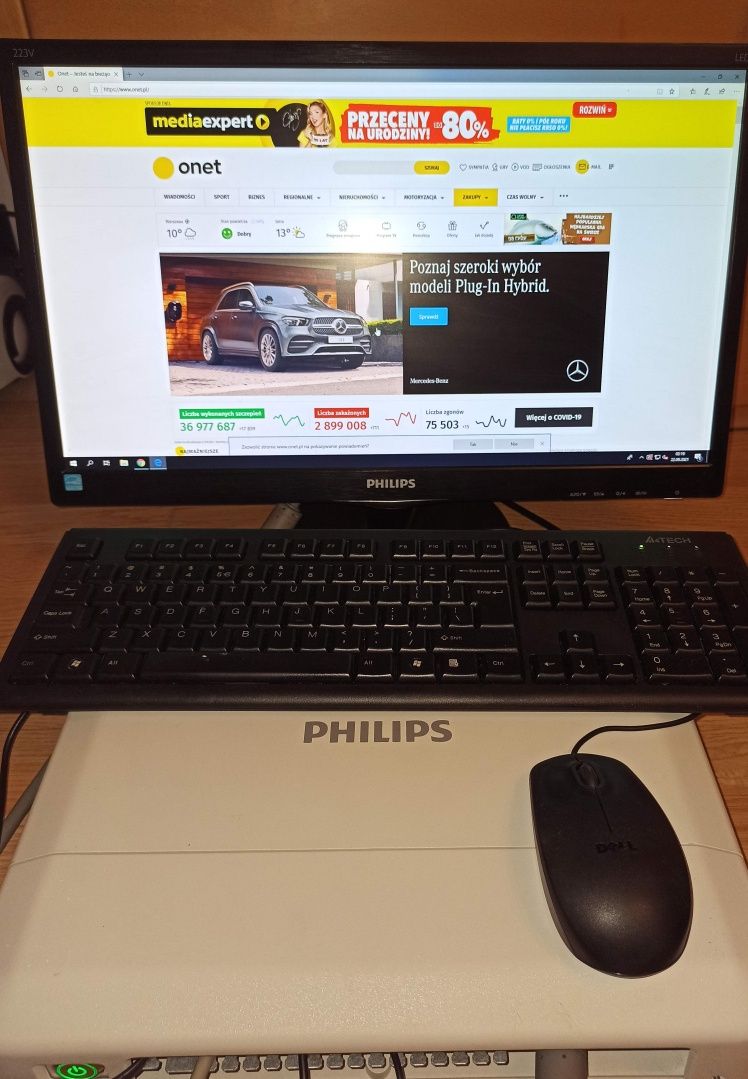 Komputer PC pasywny , win10 pro,monitor 19 cali,klawiatura mysz zestaw