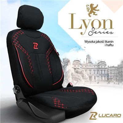 Pokrowce Samochodowe Komplet Lyon Czarno-Czerwone