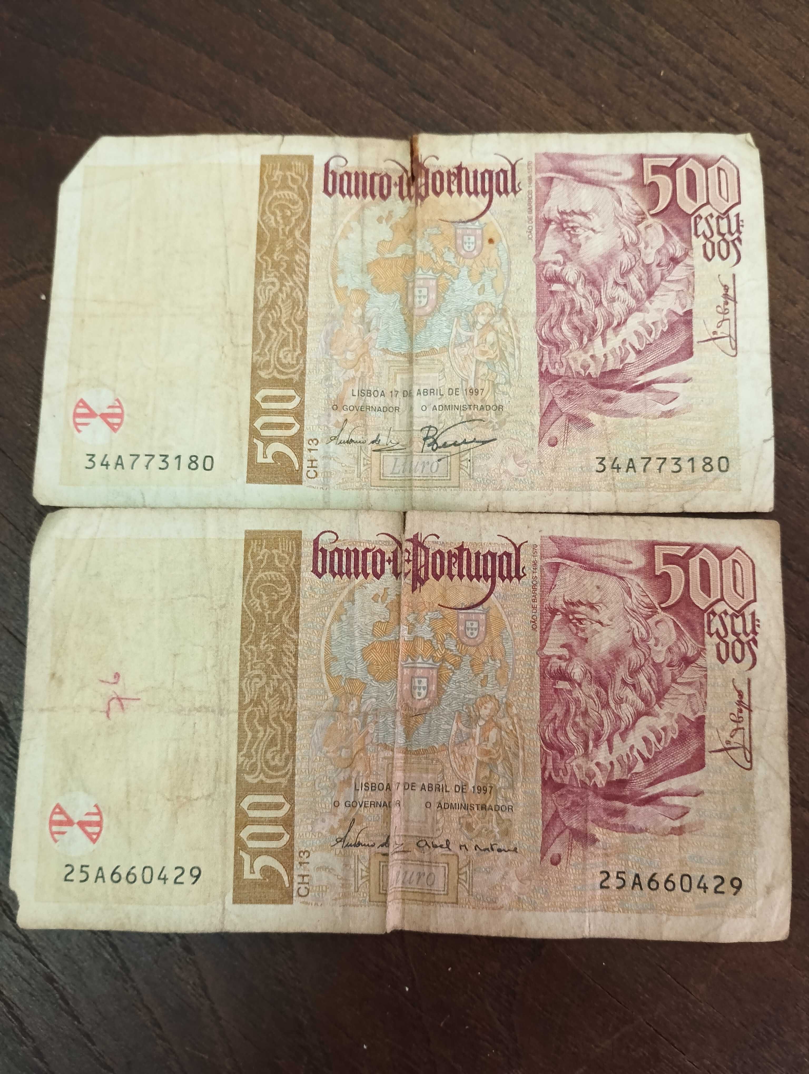 Notas de 500 escudos do ano 1997