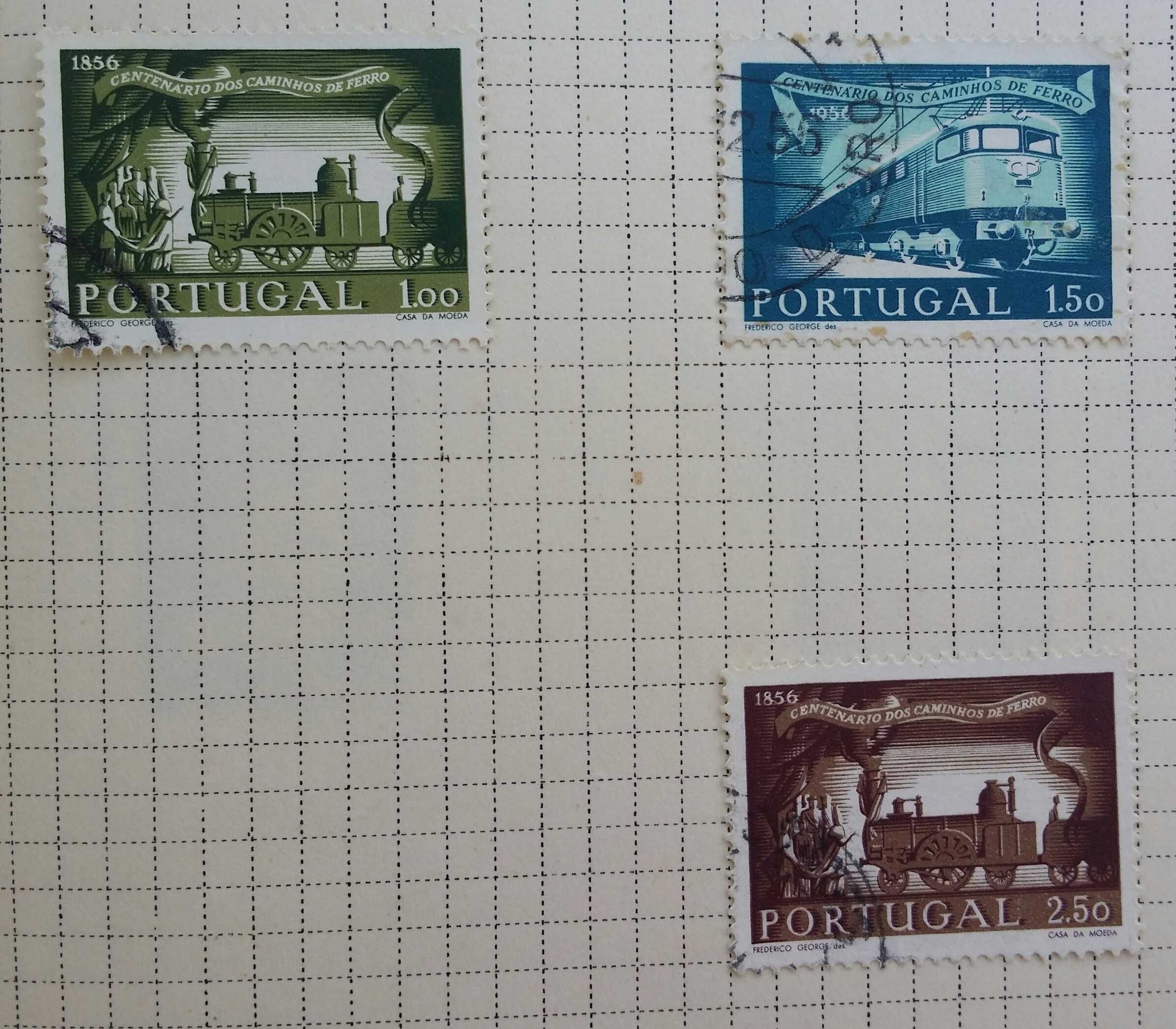 Filatelia selos Portugal anos 1954 a 1956 vários valores usados