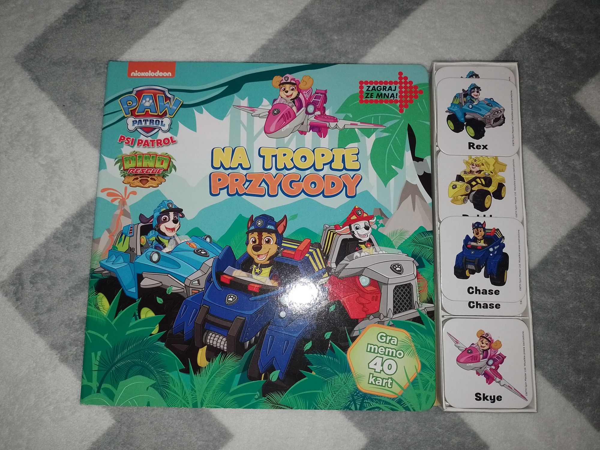 NOWA książka Psi patrol Na tropie przygód + karty do gry Memory Dino