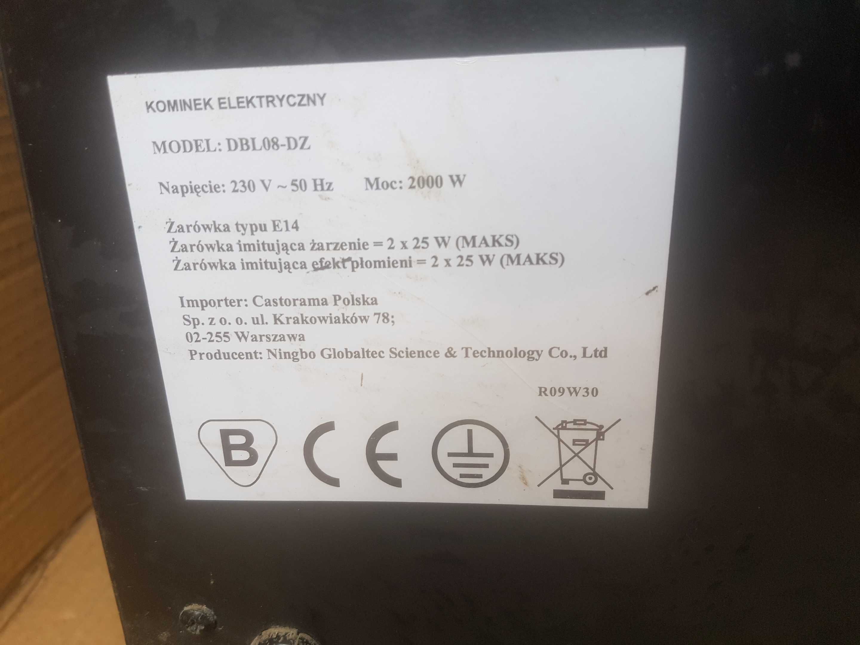 kominek elektryczny 2000W na kółkach piecyk ogrzewanie