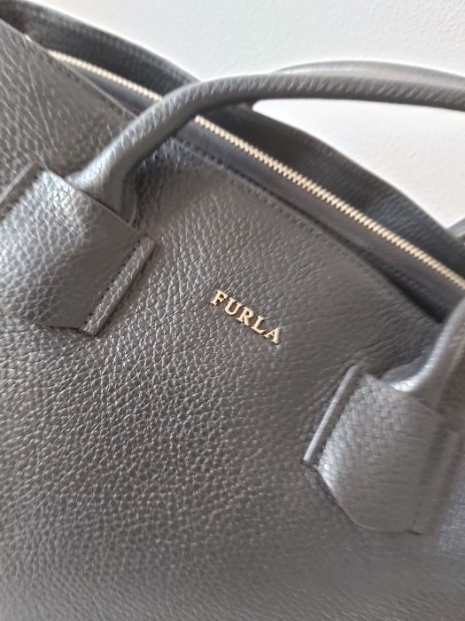 Torba FURLA torebka shopperka biznesowa czarna skórzana PROMOCJA