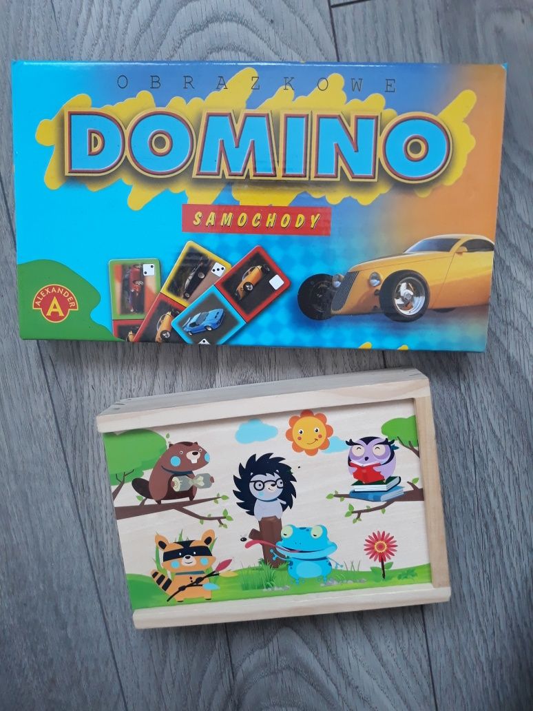 Gry: Domino obrazkowe dla dzieci,  2 sztuki, samochody i zwierzątka