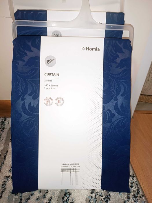 Komplet 2 szt nowych zasłon granatowych na żabki długie 250 cm