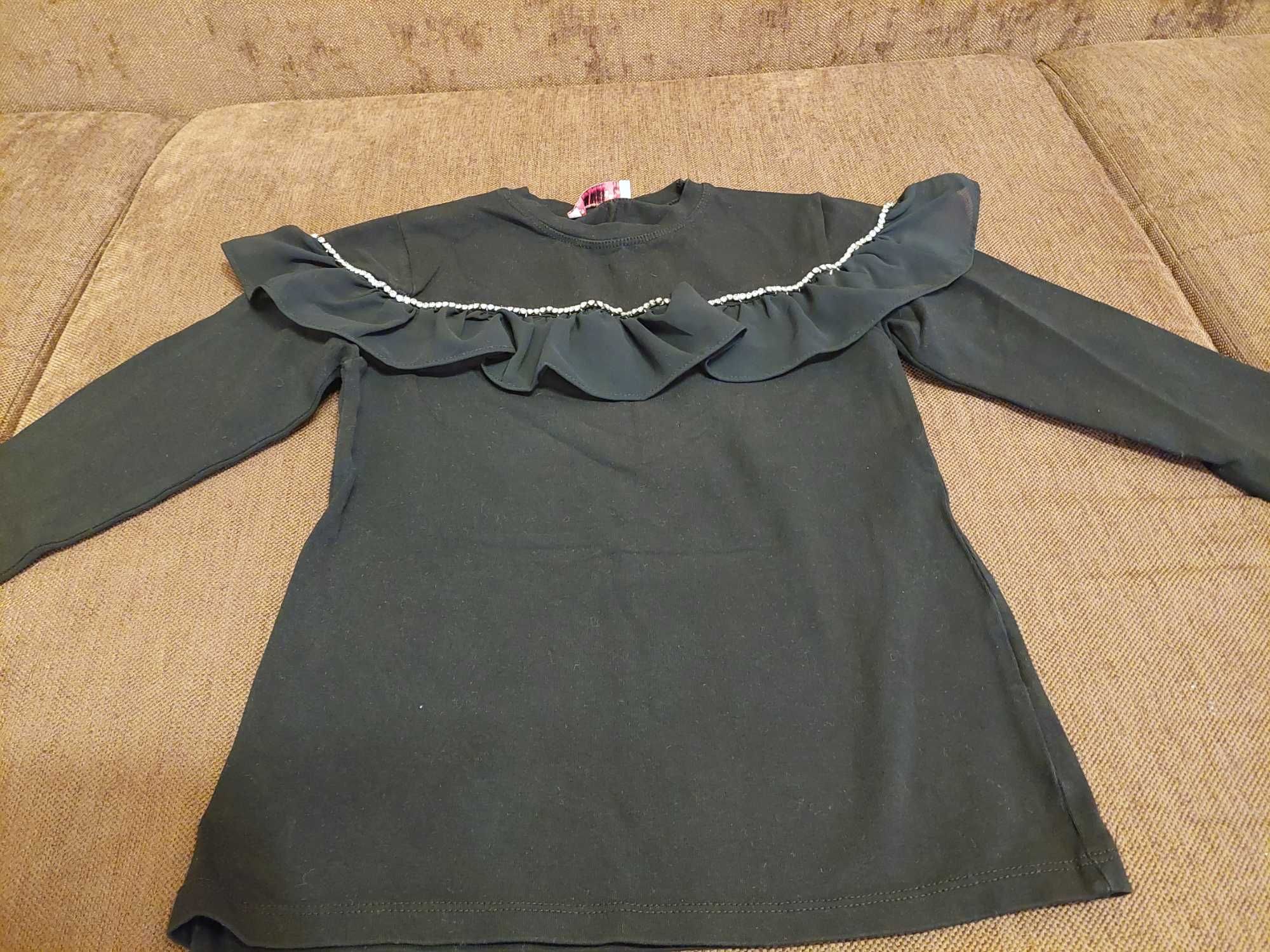 Bluzka z długim rękawem / czarna / elegancka / 116 cm