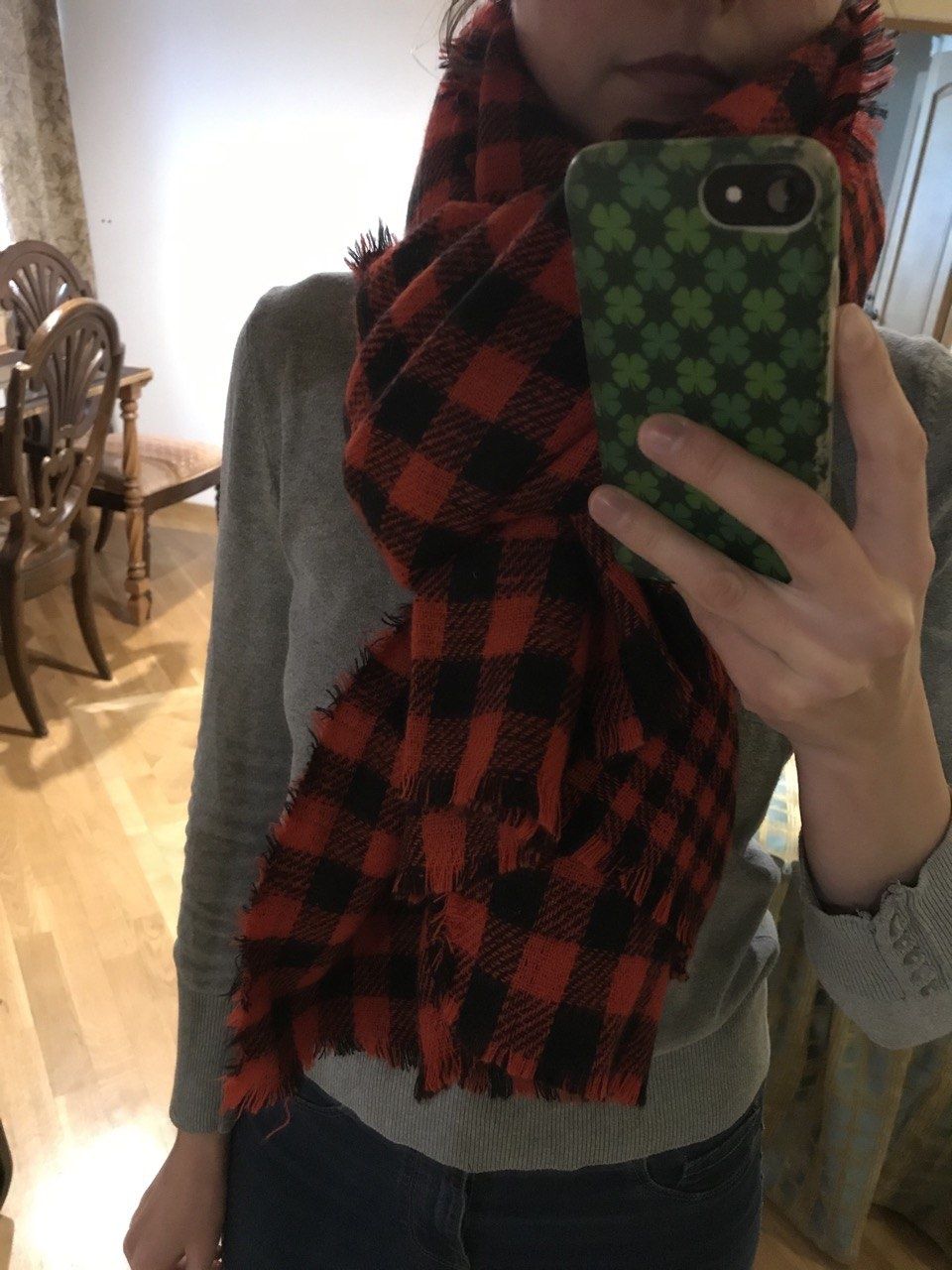 Шарф плед Zara красный в клетку