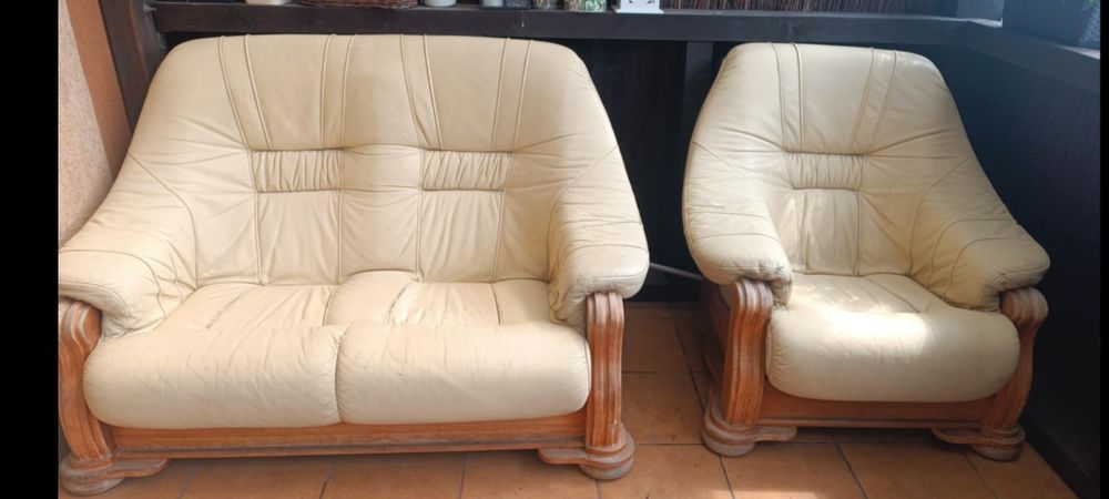 Sofa fotel skorza naturalna