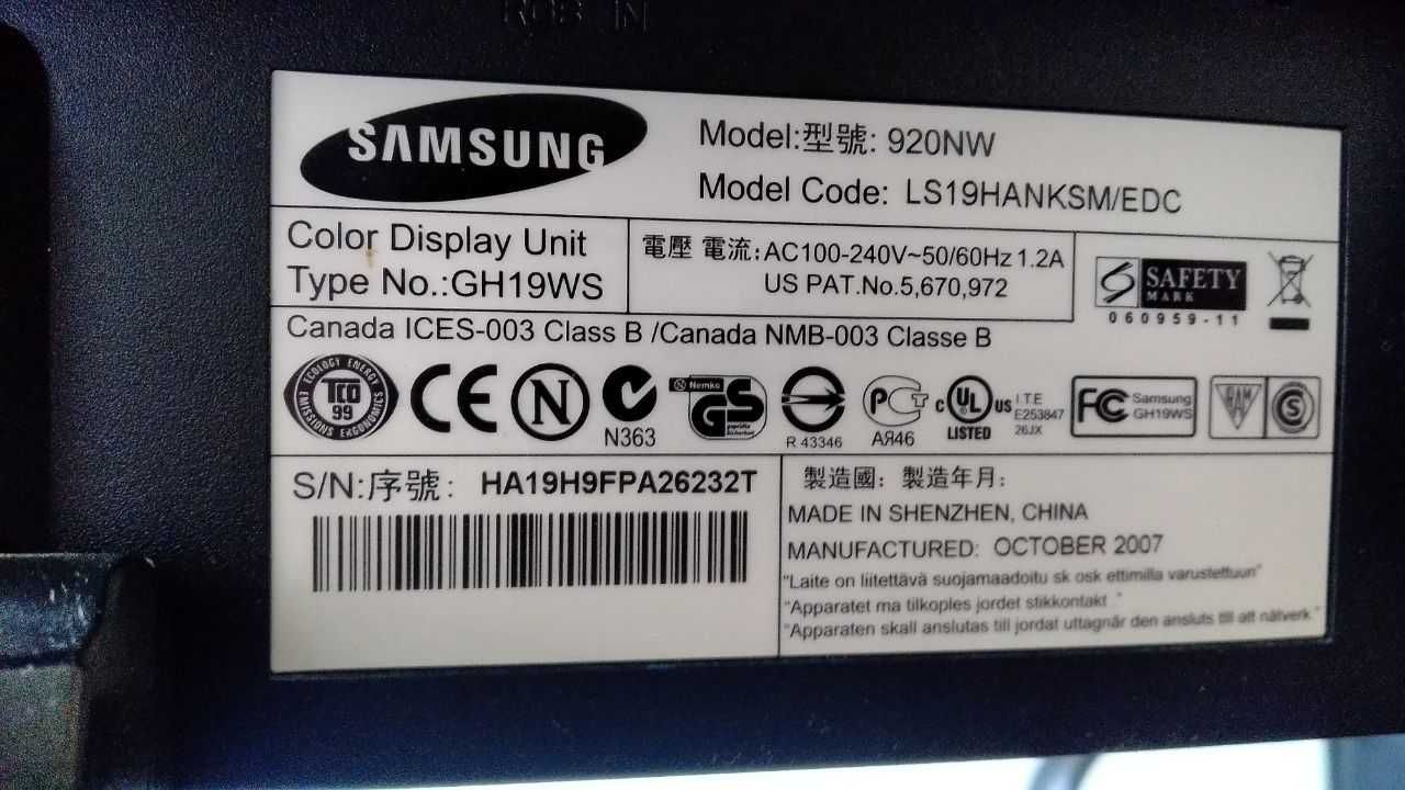 Монитор монітор Samsung 920nw