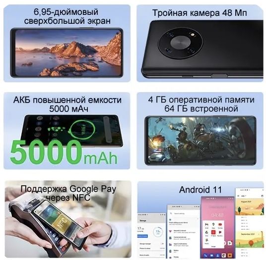 Смартфон Cubot Max 3 6.95" 4/64gb NFC 5000mAh зарядка телефон xiaomi