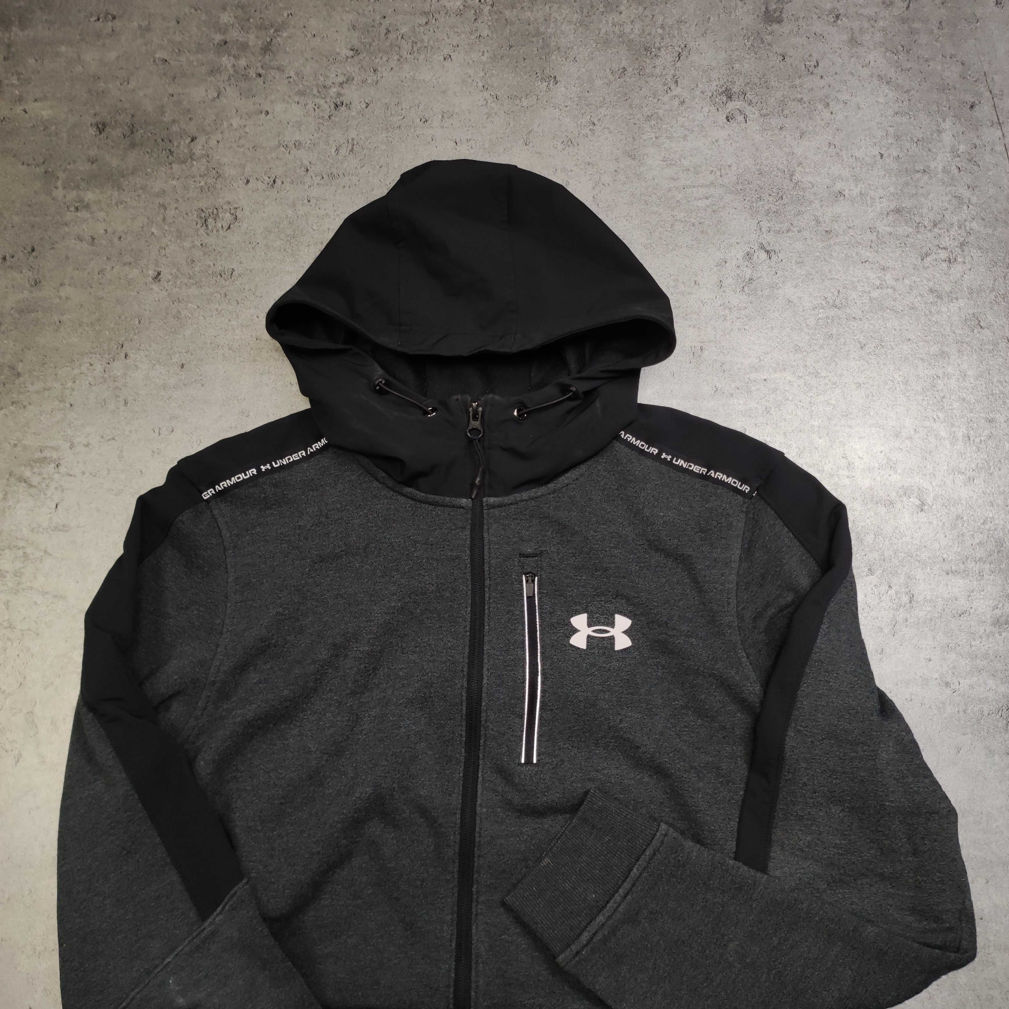 MĘSKA Bluza GYM Active z Kapturem Siłownia Rozpinana Under Armour Logo