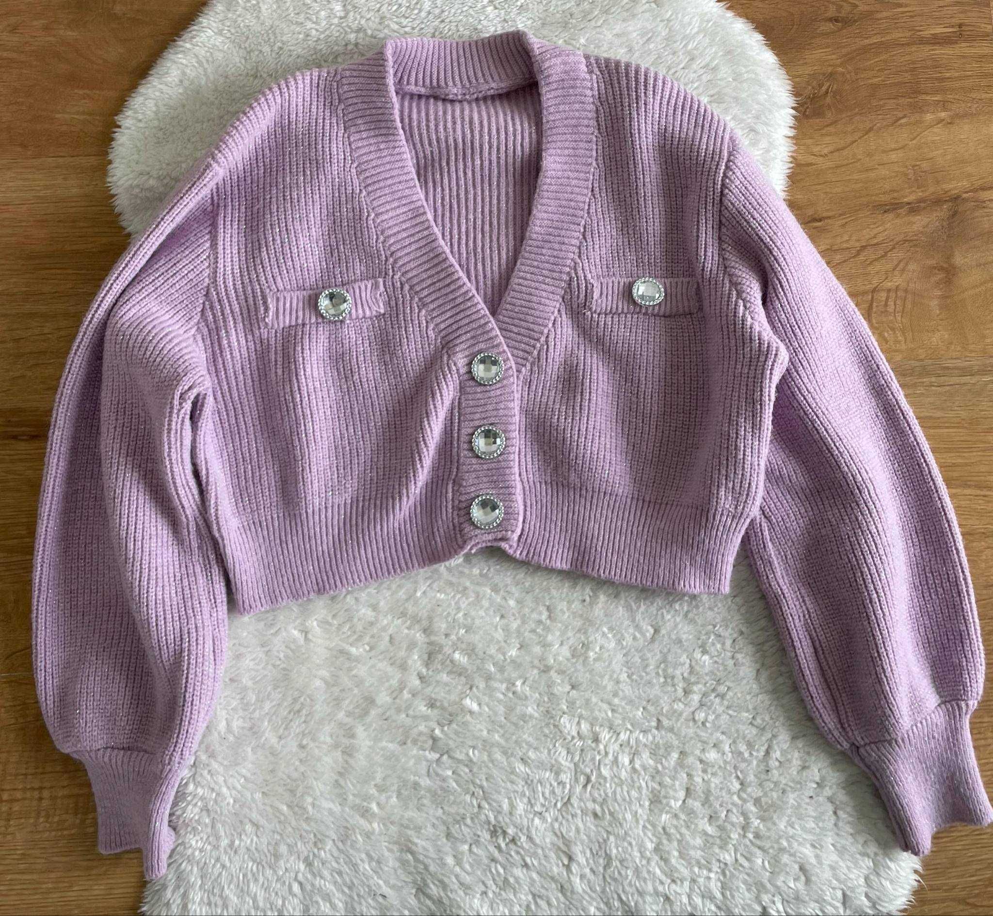 Shein uniwersalny sweter l xl kardigan liliowy