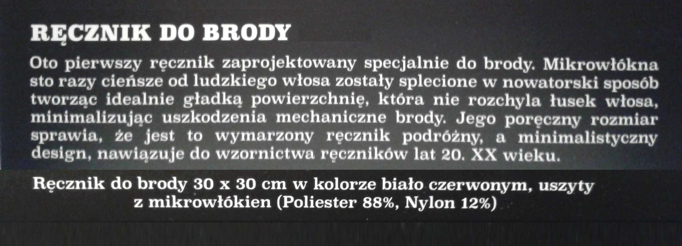 CYRULICY Ręcznik do brody z mikrowłókien 30x30 cm biało-czerwony