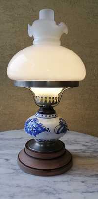 lampa stołowa stylowa abażur szklany nocna drewno klimatyczna naftowa