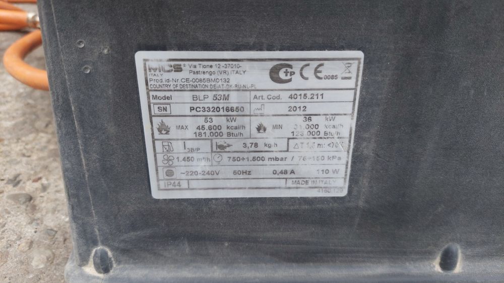 Nagrzewnica gazowa MASTER  53kw