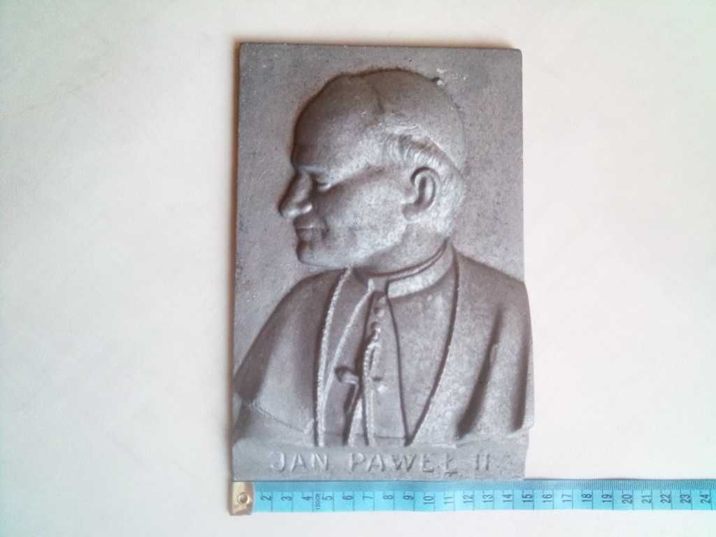 Płaskorzeźba z metalu Jan Paweł II