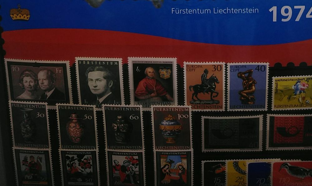 Znaczki Lichtenstein 1974 kompletna edycja kolekcjonerska