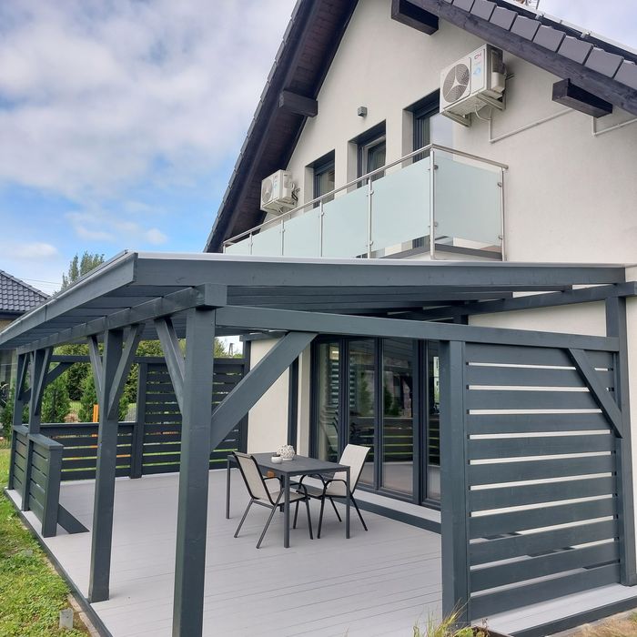 Drewniane wiaty samochodowe, zadaszenia, tarasy, altany z drewna KVH