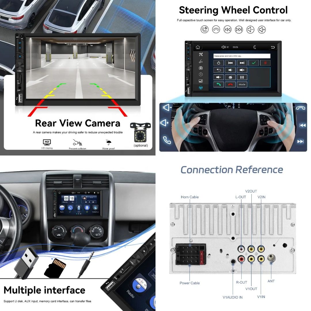 Autorrádio 2Din 7" IPS CarPlay/Auto S/Fios | Bluetooth | USB | YouTube