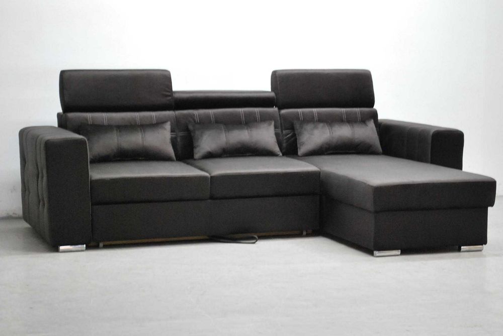 RLD NOWOCZESNY NAROŻNIK z funkcja spania + pojemnik M29 welur