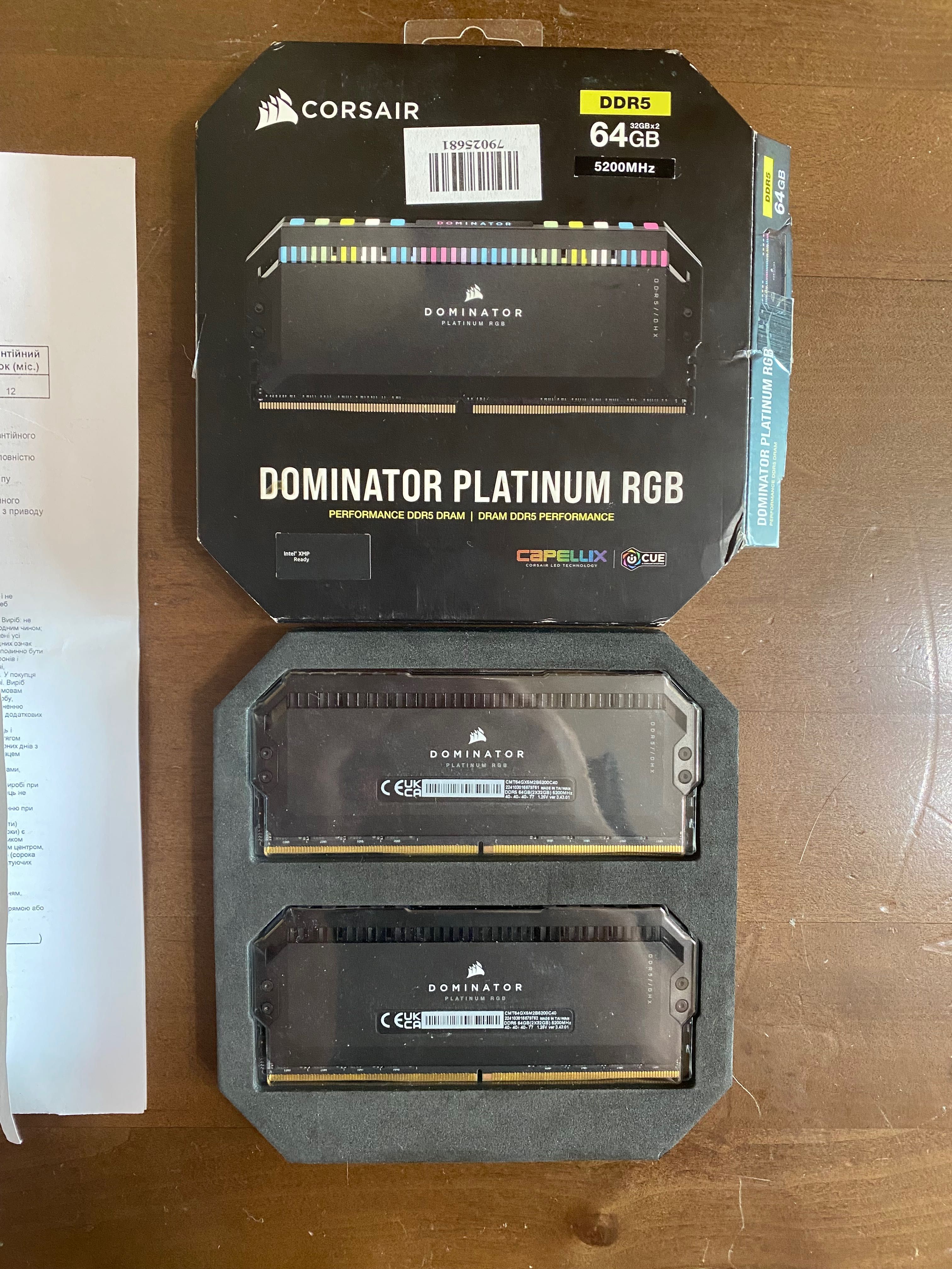 Оперативна память Corsair Dominator Platinum RGB 64 GB (2x32 GB) DDR5