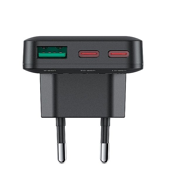 Ładowarka Acefast A100/65W GaN 2 USB-C+ USB-A ultra cienka - czarna