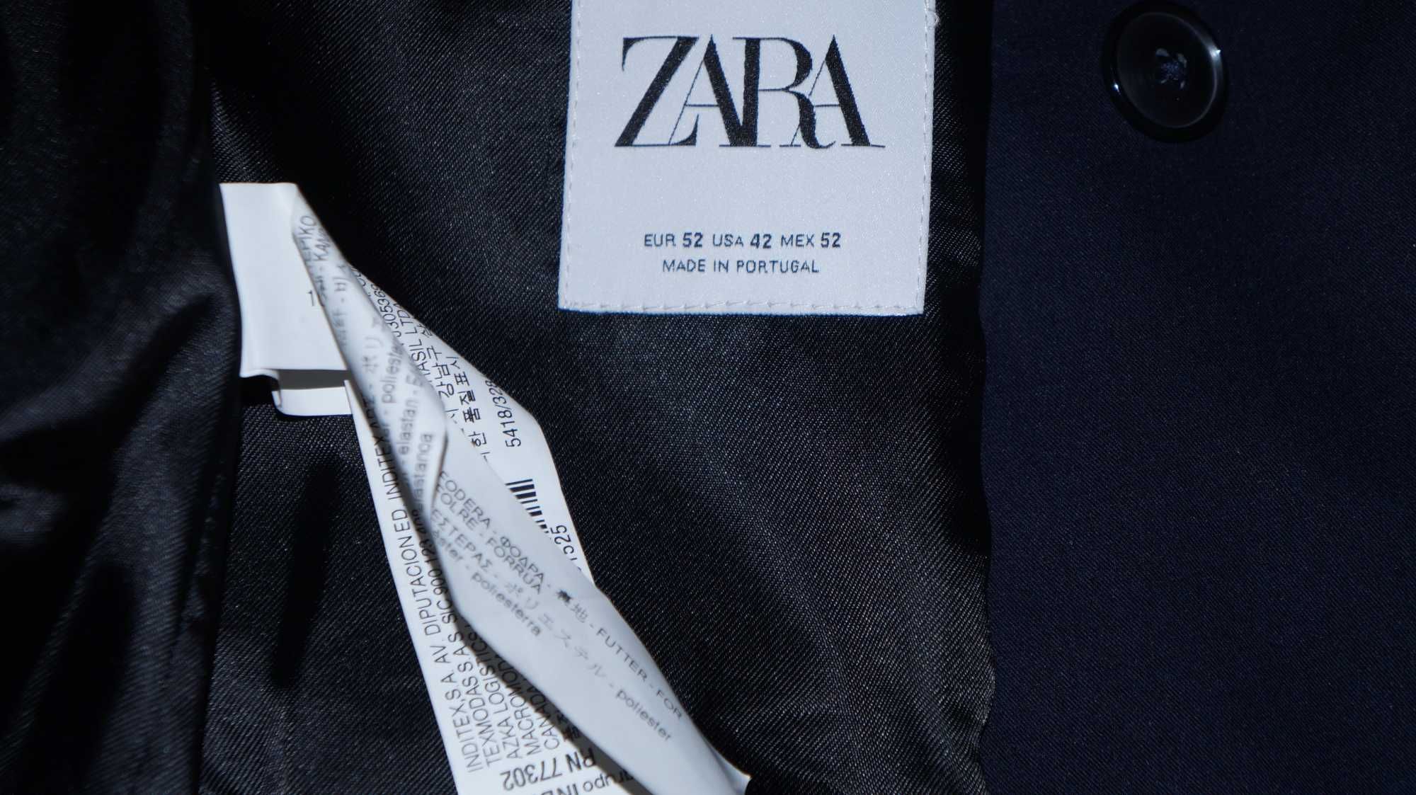 Marynarka Dwurzędowa Zara Rozmiar 48/52 Kolor Granat Głęboki