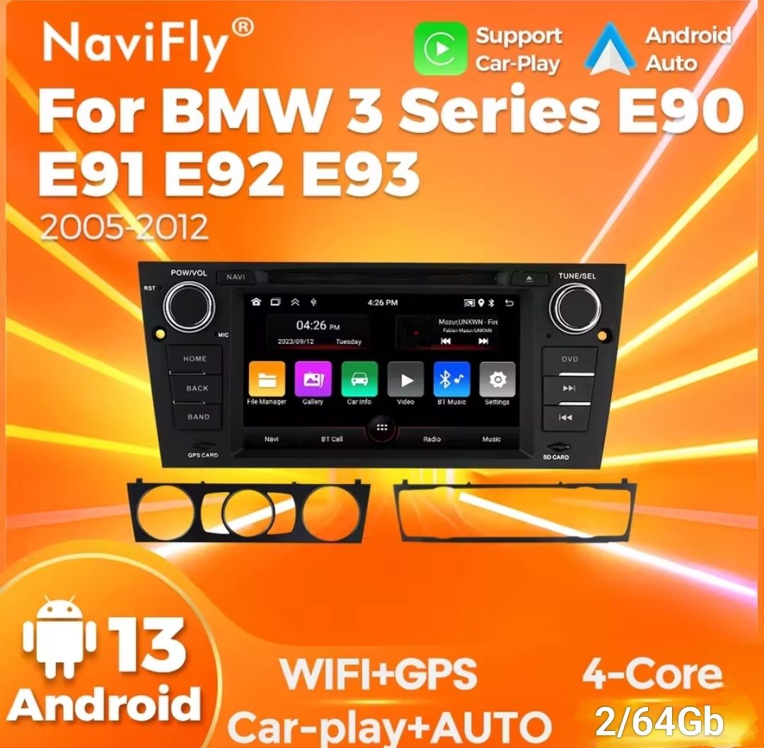 Автомобільна магнітола Android 13 2/64Gb для BMW 3 E90/E91/E92/E93