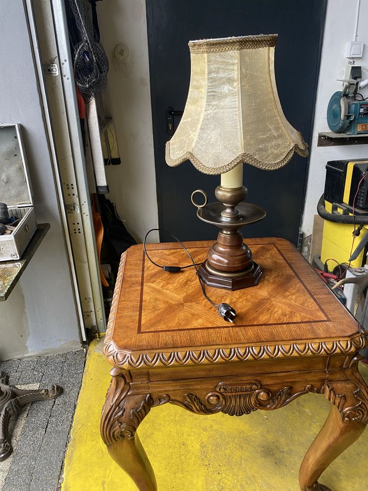 Lampa na biurko mosiężno drewniana antyk okazja !!!
