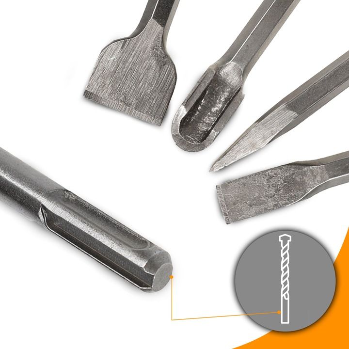 Dłuta Do Betonu Zestaw 4X Dłuto Sds Plus Sds+ Wysokogatunkowa Stal