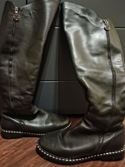 Високі чоботи шкирянні