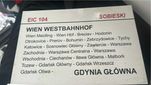 Tablica relacyjna/kierunkowa Eurocity 104 Sobieski