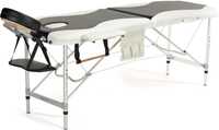Stół, łóżko do masażu 2-segmentowe aluminiowe dwukolorowe czarno-białe
