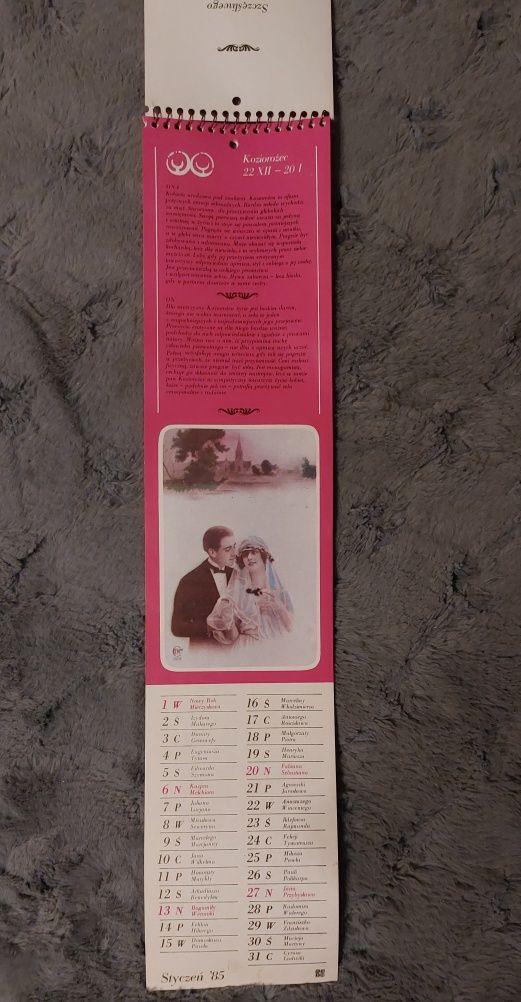 Kalendarz z horoskopem z 1985 roku