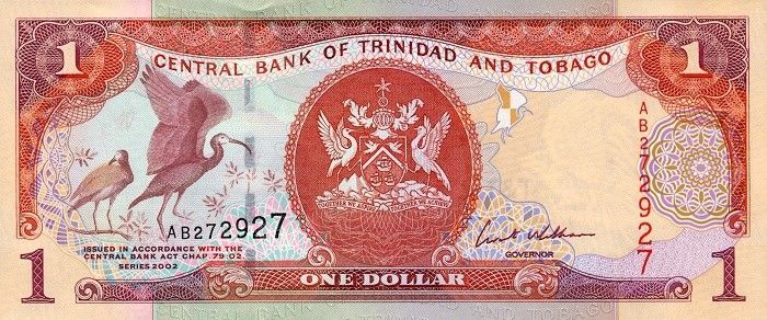 Банкноты 1, 5, 10, 20, 50 TTD страны Тринидад и Тобаго