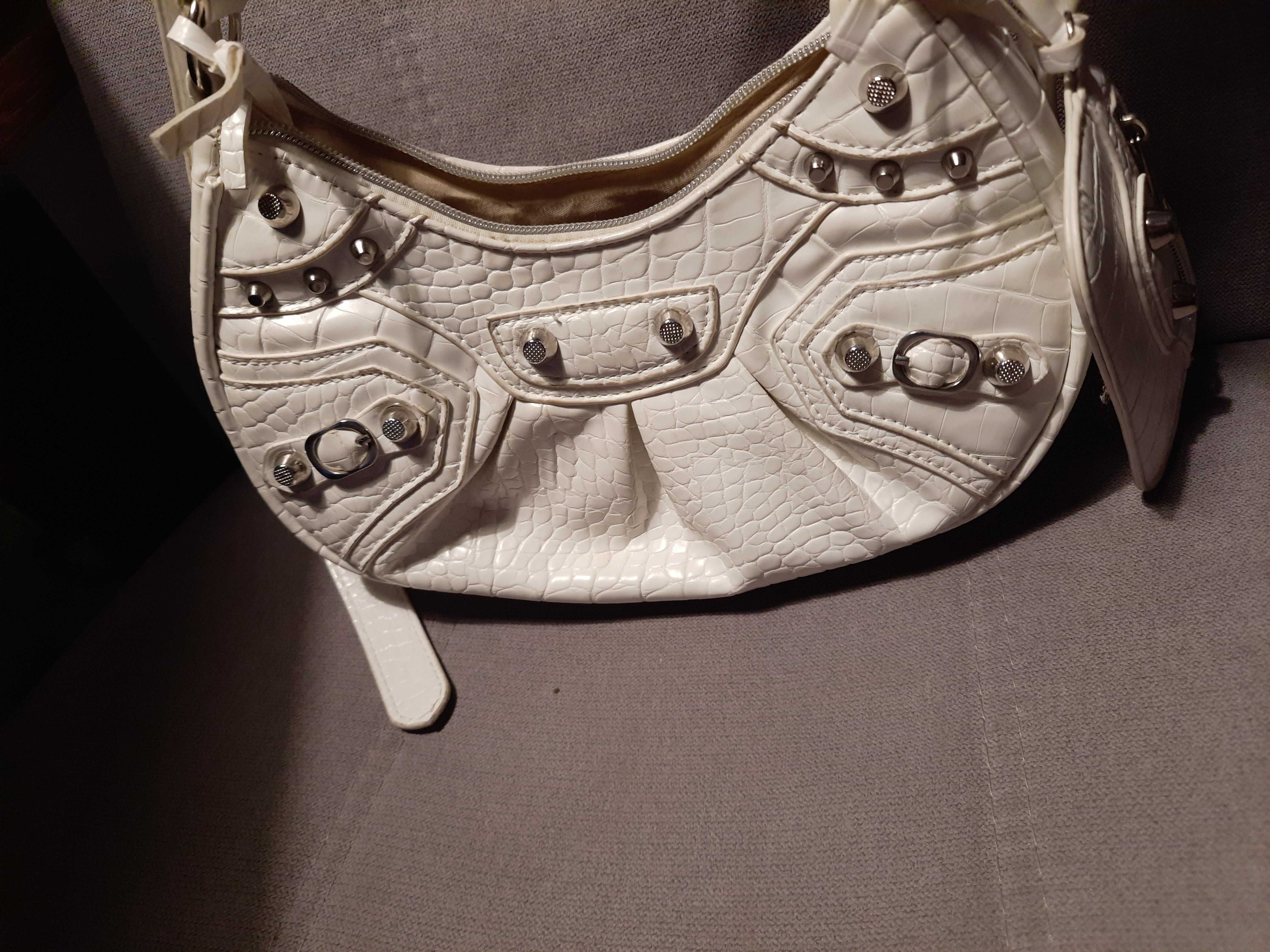 Torebka balenciaga cagole biala croco cwieki listonoszka mala