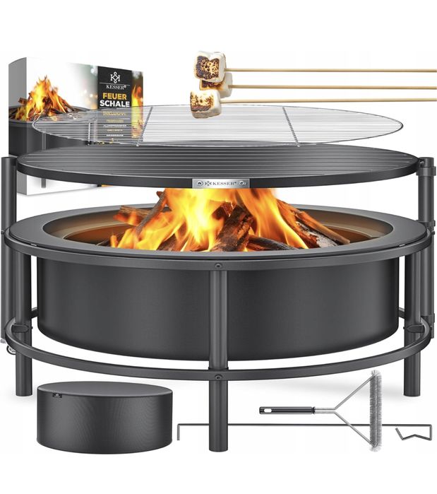 Palenisko z rusztem mobilne misa paleniskowa 65 cm GRILL + pokrowiec