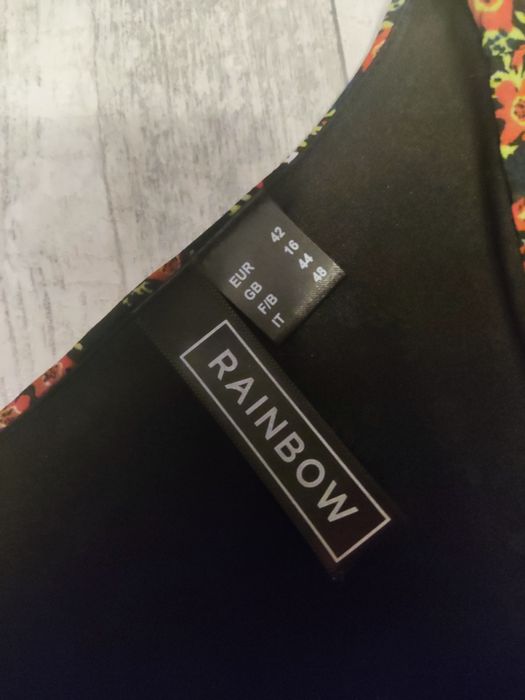 Sukienka pomarańczowa kwiaty Bonprix