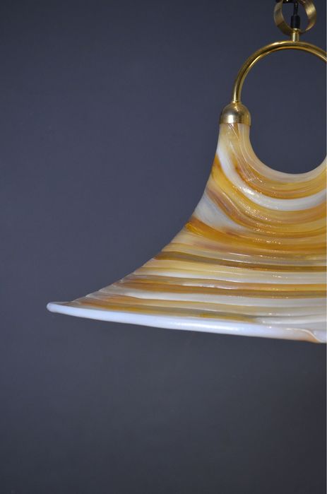 Grande candeeiro vintage em fibra de vidro e mix de Lucite, anos 70.