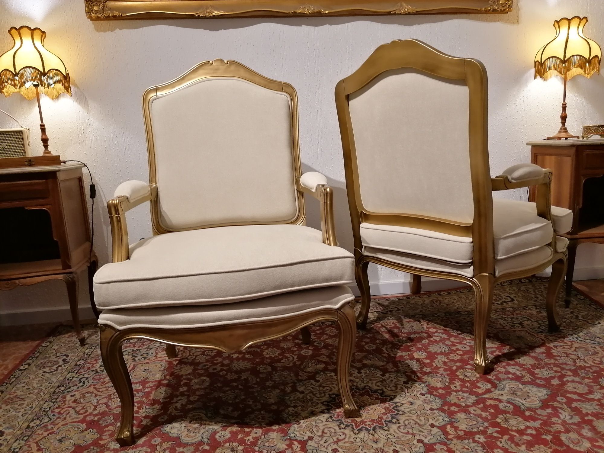 Par Bergères (Cadeirões Poltronas Cadeiras de braços) Luís XV