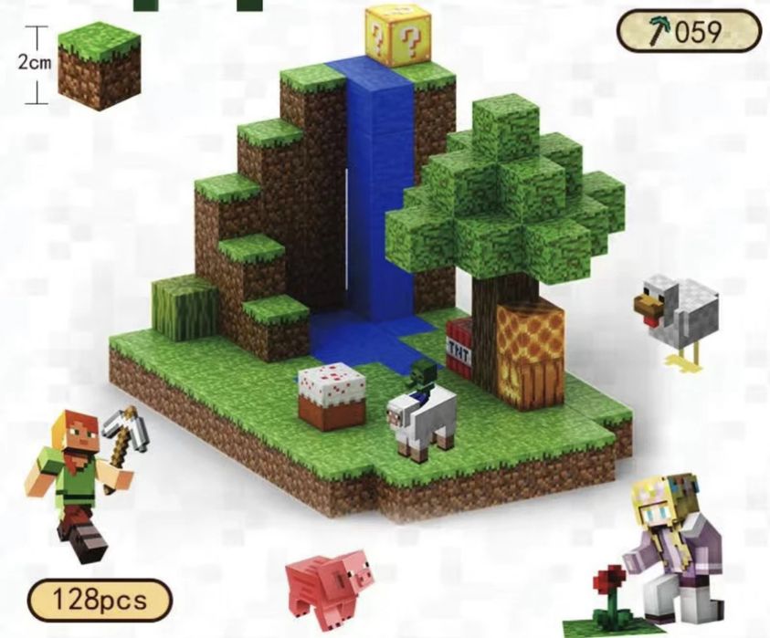 магнітний конструктор 128шт майнкрафт minecraft магнитный кубик дом